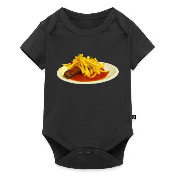 Currywurst with fries - Baby Premium short-sleeve bodysuit - black - Front