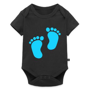Pieds de bébé Garçon bleu - Body à manches courtes Premium Bébé - noir - Devant