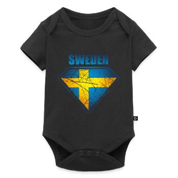 Sweden Superhero Flag Swedish Symbol - Baby Premium short-sleeve bodysuit - black - Front
