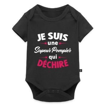 Je Suis Une Sapeur Pompier Qui Déchire - Body à manches courtes Premium Bébé - noir - Devant