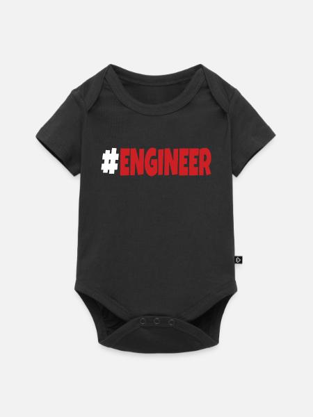 #engineer Weiß und Rot - Baby Premium Kurzarmbody - Schwarz