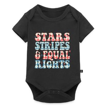Rayures étoilées et égalité - Body à manches courtes Premium Bébé - noir - Devant