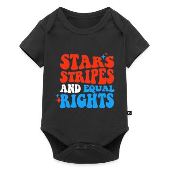 Rayures étoilées et égalité - Body à manches courtes Premium Bébé - noir - Devant