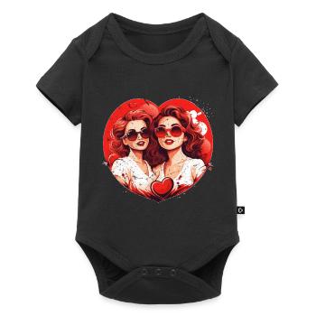 Valentinstag-Outfit für Sie und Sie in Liebe - Baby Premium Kurzarmbody - Schwarz - Vorne