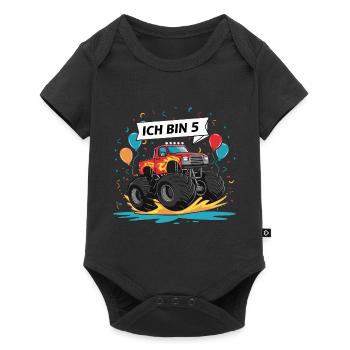 Monster Truck - Ich bin 5 - Einzigartiges Geschenk - Baby Premium Kurzarmbody - Schwarz - Vorne