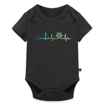 Ancre battement de coeur marin cadeau marin - Body à manches courtes Premium Bébé - noir - Devant