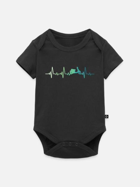 Scooter-Herzschlag-Mopedroller - Baby Premium Kurzarmbody - Schwarz