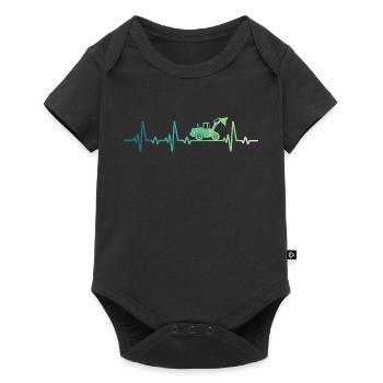 Wheel Loader Heartbeat Bulldozer - Baby Premium short-sleeve bodysuit - black - Front