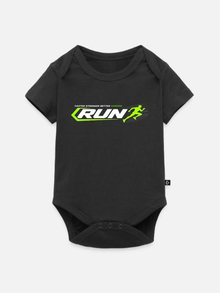 Neon Run Logo Sprint-Optik - Baby Premium Kurzarmbody - Schwarz