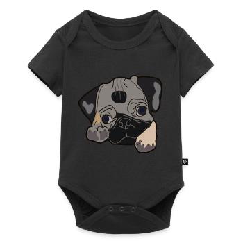 idée cadeau tête carlin - Body à manches courtes Premium Bébé - noir - Devant