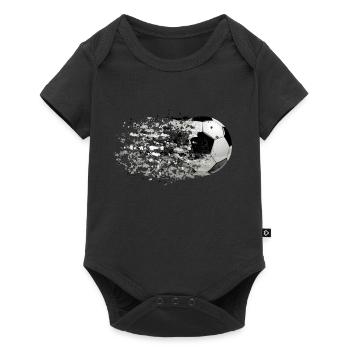 51 Fußball Ball fliegt Spritzer Splash Farbkleckse - Baby Premium Kurzarmbody - Schwarz - Vorne