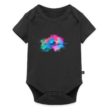 Flugzeug bunt farbenfroh - Baby Premium Kurzarmbody - Schwarz - Vorne