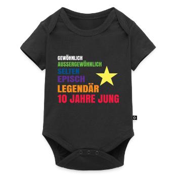 Geburtstag Kind 10 Junge Sohn Geburtstagsgeschenk - Baby Premium Kurzarmbody - Schwarz - Vorne