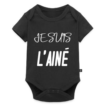 Je suis l'ainé plus vieux enfant fratrie tshirt - Body à manches courtes Premium Bébé - noir - Devant