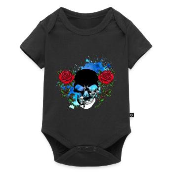 Skull Skull Skull Roses Flowers Splash - Baby Premium short-sleeve bodysuit - black - Front