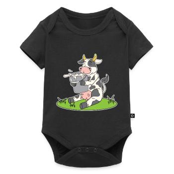 Funny cow with a bucket of milk sweet cow cow cows - Baby Premium short-sleeve bodysuit - black - Front