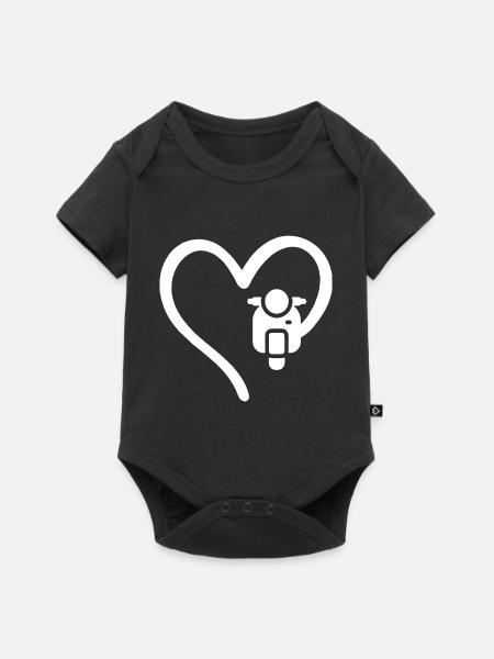 Motorroller Herz Scooter - Baby Premium Kurzarmbody - Schwarz