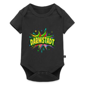 Darmstadt Germany City Pop Art Comic Art - Baby Premium short-sleeve bodysuit - black - Front