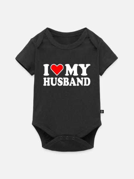 I love my husband - Premium kortærmet baby-body  - sort