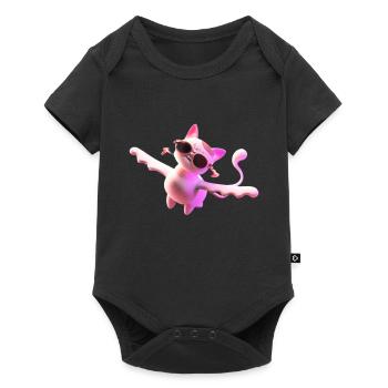 flying cat creature with sunglasses - Baby Premium short-sleeve bodysuit - black - Front