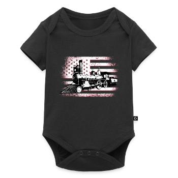 Conducteur de train, locomotive américaine, drapeau des États-Unis - Body à manches courtes Premium Bébé - noir - Devant