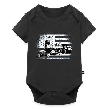 Train conductor American Locomotive USA Flag - Baby Premium short-sleeve bodysuit - black - Front