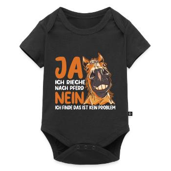 Ja ich rieche nach Reitsport Geschenk - Baby Premium Kurzarmbody - Schwarz - Vorne