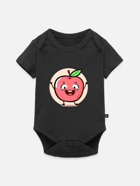 Fröhlicher Apfel - Baby Premium Kurzarmbody - Schwarz