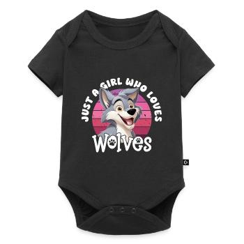 Wolf Just A Girl Who Loves Wolves Wolfskopf - Baby Premium Kurzarmbody - Schwarz - Vorne