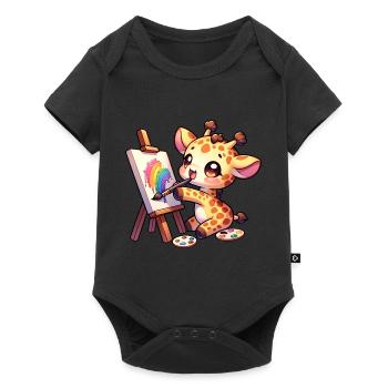 Girafe Peinture Chemise Enfant Artiste à col long - Body à manches courtes Premium Bébé - noir - Devant