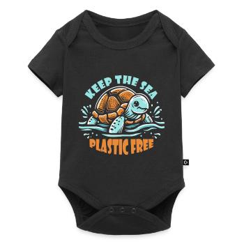Gardez la mer sans plastique tortue Motif - Body à manches courtes Premium Bébé - noir - Devant