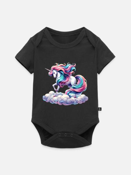 Mythisches Einhorn - Baby Premium Kurzarmbody - Schwarz