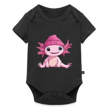Axolotl Süß Niedlich Baby Kinder Tier Cartoon - Baby Premium Kurzarmbody - Schwarz - Vorne