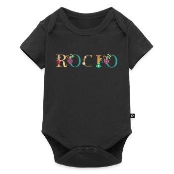 ROCIO name decorated with flowers - Baby Premium short-sleeve bodysuit - black - Front