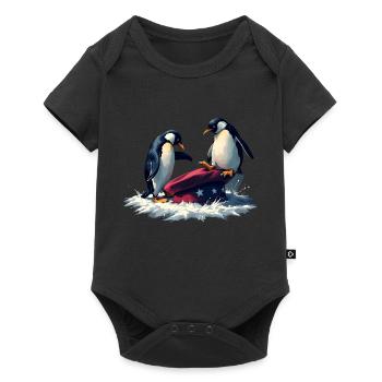Resist Penguin Grunge Protest - Baby Premium Kurzarmbody - Schwarz - Vorne