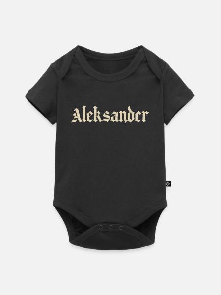 Aleksander Gothic Schrift - Baby Premium Kurzarmbody - Schwarz