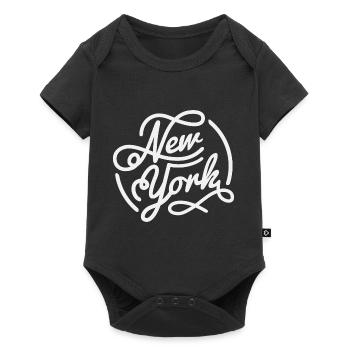 New York, Vintage style lettrage blanc - Body à manches courtes Premium Bébé - noir - Devant