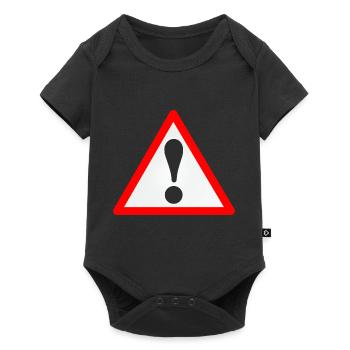 Warnschild/Ausrufezeichen /Warning/Attention - Baby Premium Kurzarmbody - Schwarz - Vorne