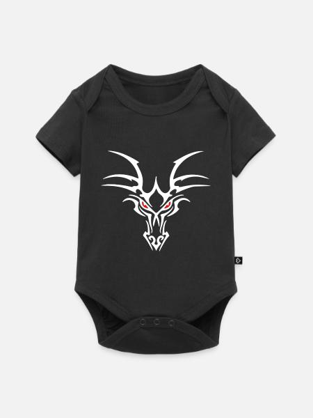 Drachenkopf weiß - Baby Premium Kurzarmbody - Schwarz