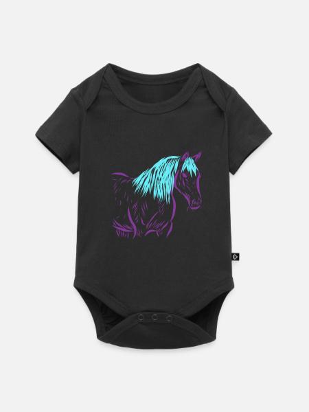 Pferd - Baby Premium Kurzarmbody - Schwarz
