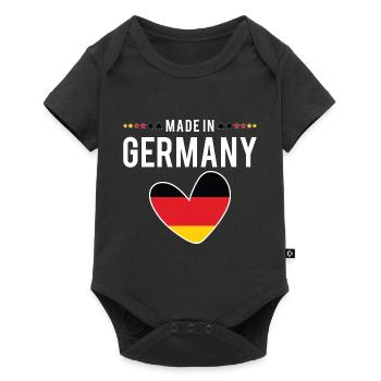 Fabriqué en Allemagne, Cœur drapeau allemand, Hommes Femmes Enfants - Body à manches courtes Premium Bébé - noir - Devant