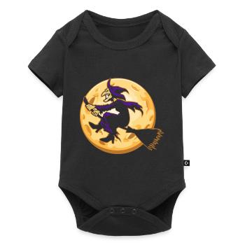 Witch with witch's broom - Baby Premium short-sleeve bodysuit - black - Front