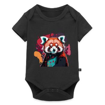 Red panda paint splater - Baby Premium short-sleeve bodysuit - black - Front