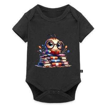 Reading is my hobby: Cute owl with glasses - Baby Premium short-sleeve bodysuit - black - Front