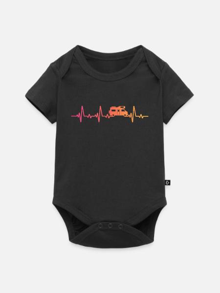Sunset Heartbeat Camping Wohnmobil - Baby Premium Kurzarmbody - Schwarz