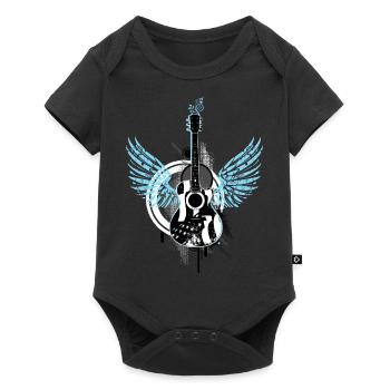 Gitarre guitar Flügel wings Graffiti Musik music - Baby Premium Kurzarmbody - Schwarz - Vorne