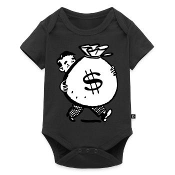 homme d'argent sac idée cadeau grand terrain Cartoon - Body à manches courtes Premium Bébé - noir - Devant