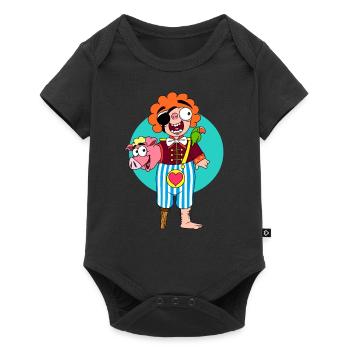 PigPirate - Baby Premium Kurzarmbody - Schwarz - Vorne