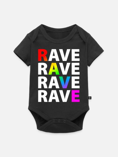 Rave Raver Regenbogen - Baby Premium Kurzarmbody - Schwarz