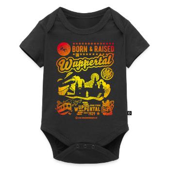 Born And Raised In Wuppertal - Baby Premium Kurzarmbody - Schwarz - Vorne